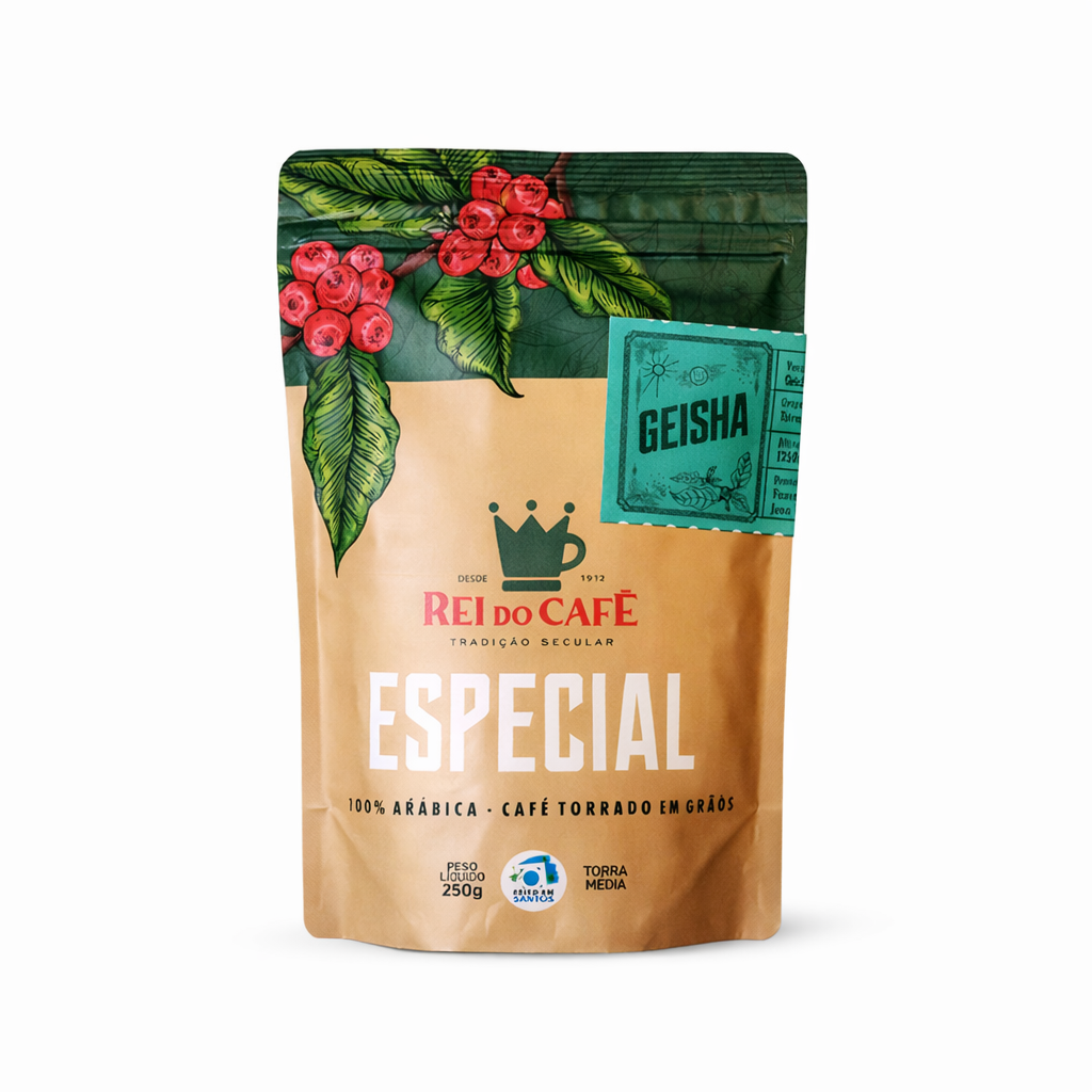 Café Especial Geisha - Alta Mogiana — embalagem Rei do Cafe