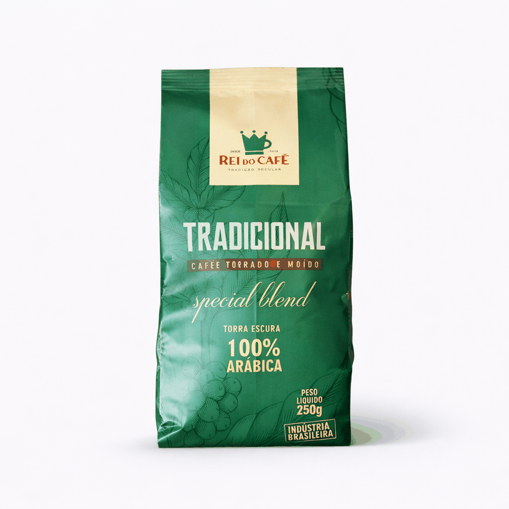 Rei do Café Tradicional 100% Arábica ground coffee, 250g bag, premium Brazilian blend