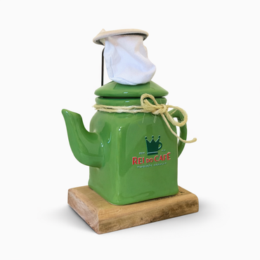 Kit Coador de Pano Individual e Bule de Cerâmica — embalagem Rei do Cafe