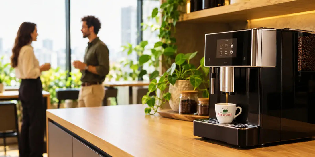 Máquina de café superautomática alugada instalada na copa de um escritório
