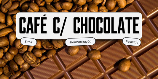 Grãos de café torrados ao lado de barra de chocolate ao leite, representando a harmonização entre café e chocolate