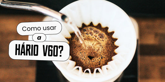 Água sendo despejada sobre café moído na Hario V60 durante a etapa de bloom, com bolhas de CO2 visíveis na superfície do pó