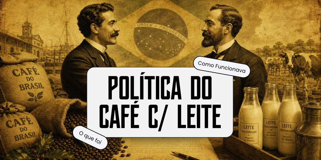 Ilustração histórica do acordo político do café com leite entre São Paulo e Minas Gerais na República Velha