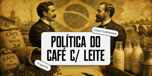 Ilustração histórica do acordo político do café com leite entre São Paulo e Minas Gerais na República Velha