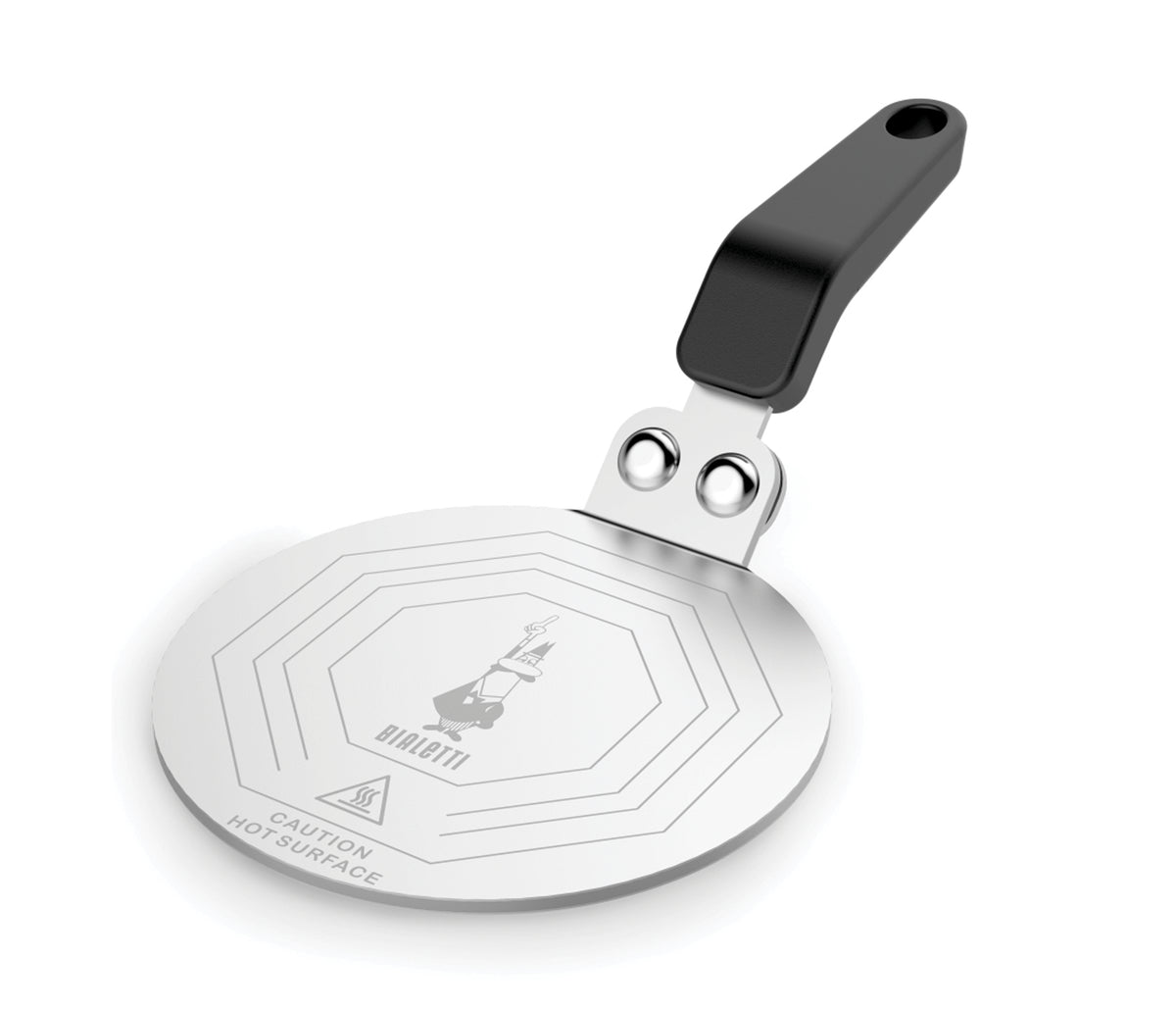 Suporte para indução Bialetti em aço inox 13 cm com cabo preto