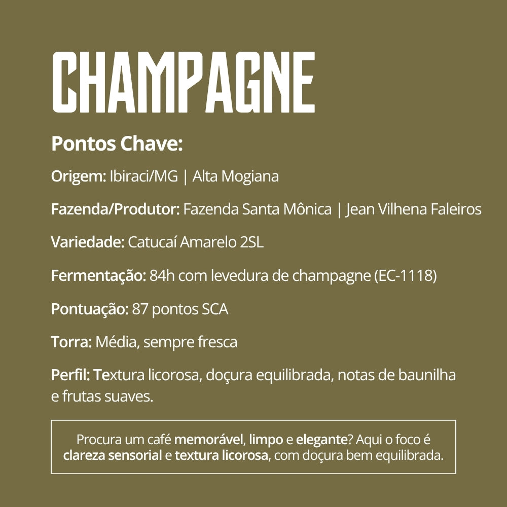 Café Especial Champagne Alta Mogiana | Fermentação EC-1118 | 87 SCA