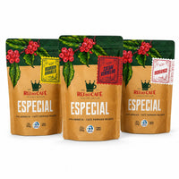 Kit Especiais do Rei: 3 cafés especiais Bourbon Amarelo, Catuaí Vermelho e Morango da Rei do Café